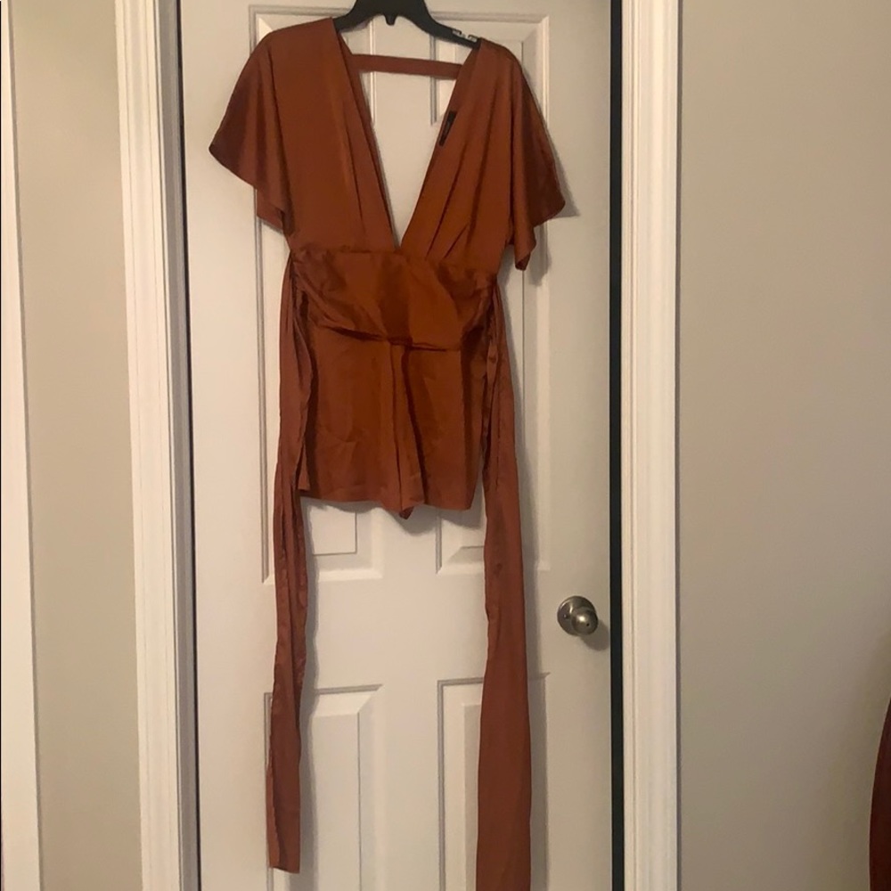 Romper with plunging neckline